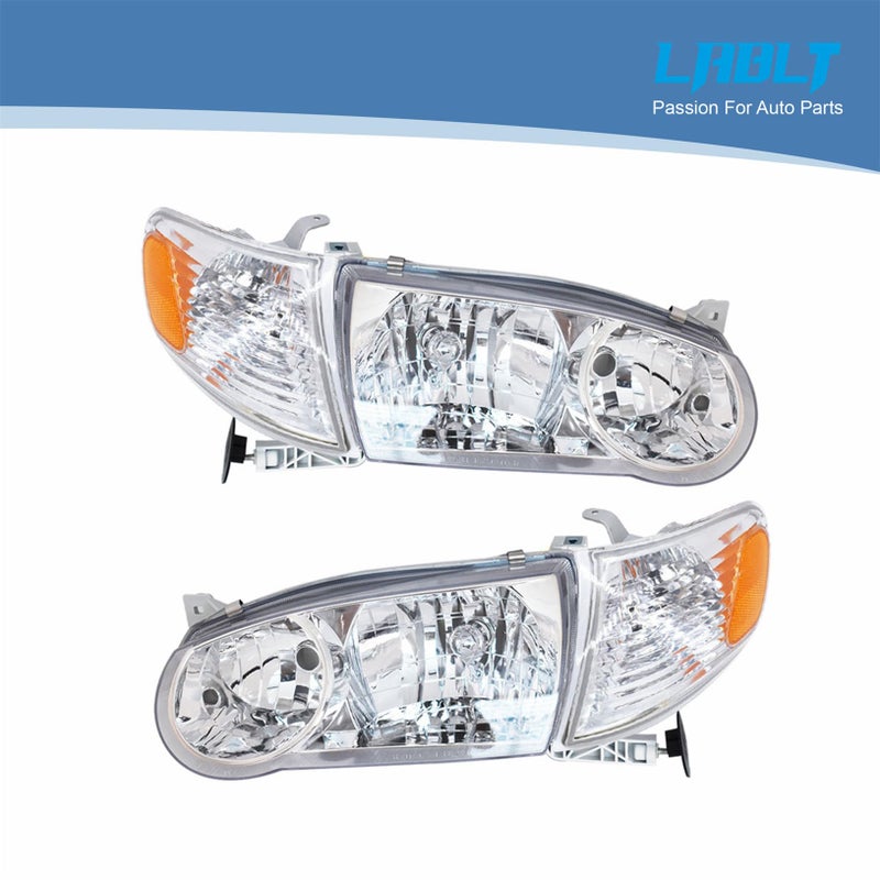 LABLT Headlights Headlamp w/Corner Signal Lamp Left+Right Replacement for 2001 2002 Corolla - Image 5